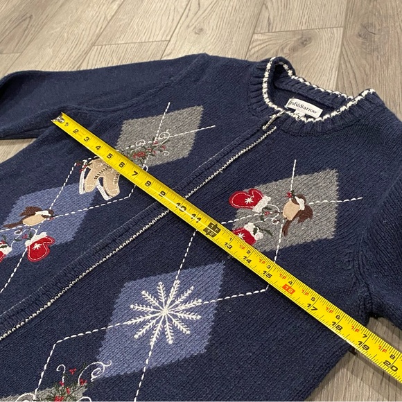 Croft & Barrow Full Zip Sweater Women’s S Embroidered Ice Skate Mittens Cardigan - Picture 12 of 16